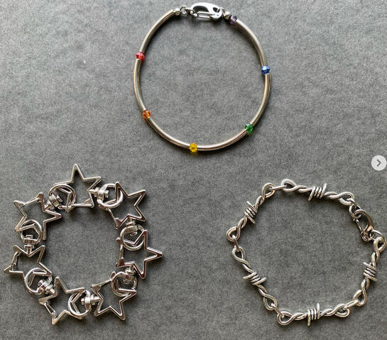steel/crystal- 8” (can be shortened to 7” or lengthened), | $28-38, one-of-a-kind 🌈 stars- length variable (lmk ur preference), $16-26 | barbed wire- 8” (can be shortened to 6.5” or lengthened), $16-26